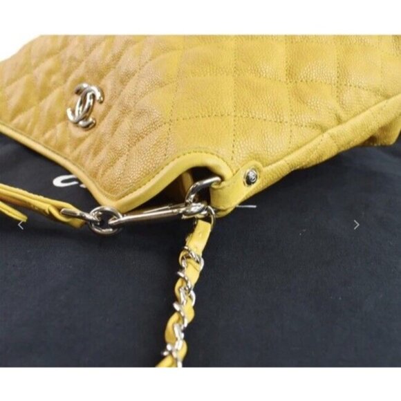 Chanel French Riviera Quilted CaviarLeather Hobo Bag Yellow (Pre-Owned) - Picture 9 of 14